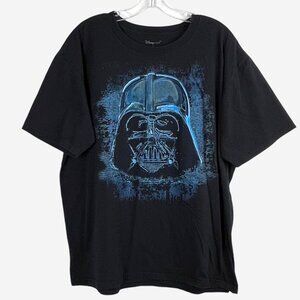 Disney Store Star Wars Darth Vader Graphic T-Shirt Size XL Black w/ Blue Graphic